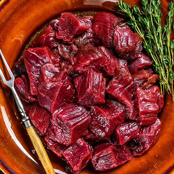 Pieces of elk meat